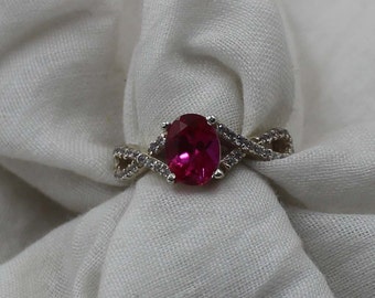 Red Ruby Sterling Silver Ring: Dainty Promise Ring, July Birthstone