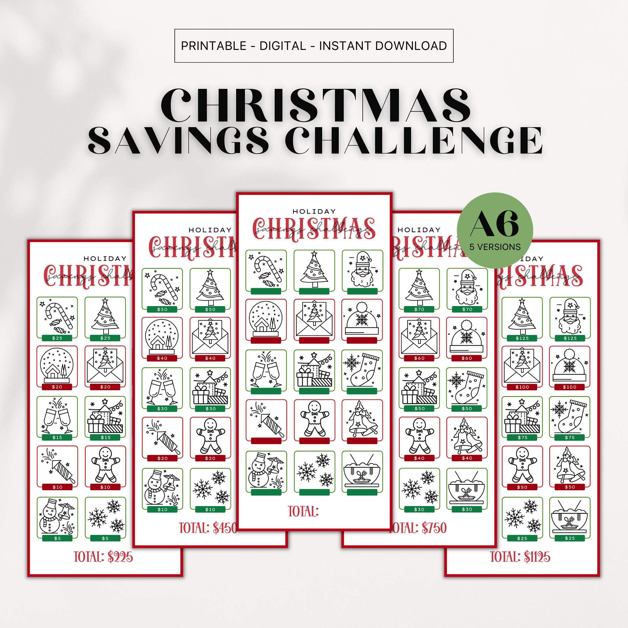 Christmas Savings Challenge Printable Digital Tracker A6  Etsy Australia