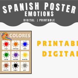Spanish Colors Digital Poster | Beginner Vocabulary Spanish Classroom Posters | Colores | Student Study Printables
