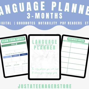 Digital Language Learning Planner | 3-month Self Study Planner  | Self Study Target Language | Printable Digital IPad Tablet PDF Workbook