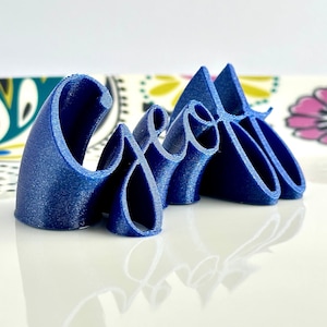 3D Wedding Name Place Cards, Navy Blue Sparkle, Custom Names