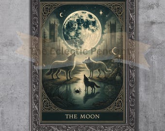 Dark Moon Tarot Card Print, Celtic Witch Art (Digital Download)