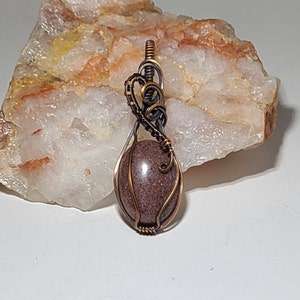 Rhodonite Necklace, Rhodonite Pendant, Wire Wrapped Red  Stone Pendant, Copper Rhodonite Necklace, Red Stone, Heart Chakra, Wire Weaving