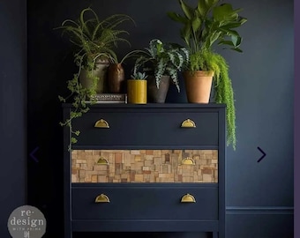 Wood Cubism Rare Find Redesign with Prima Decoupage A1 Fiber Paper