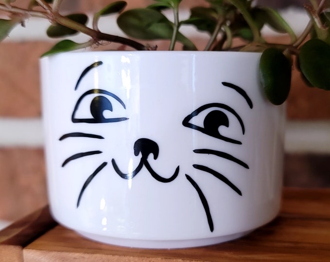 Cat Face Ceramic Planter, Cute Succulent Pot, Cactus Pot, Air Plant Pot, Houseplant Pot, Plant Gift, Crazy Cat Lady Gift, Gift for Cat Lover