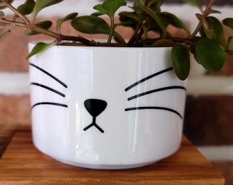 Cat Face Ceramic Plant Pot, Succulent Planter, Cactus Pot, Air Plant Pot, Houseplant Pot, Plant Gift, Christmas Gift For Teacher