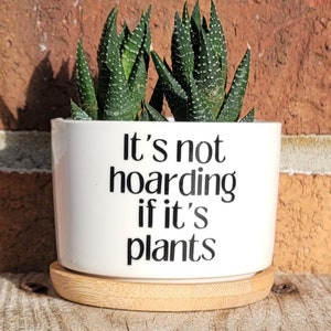 It&#39;s Not Hoarding If It&#39;s Plants Sassy Sayings Ceramic Plant Pot With Drainage, Cute Succulent Planter, Back To School Gift for Teacher