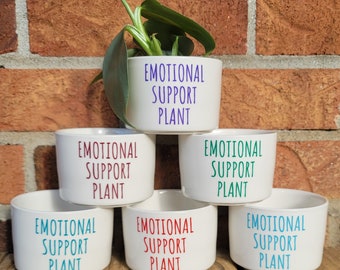 Emotional Support Plant Sassy Sayings Ceramic Plant Pot with Drainage,Funny Succulent Pot, Cactus Pot, Valentine Plant Gift For Friend