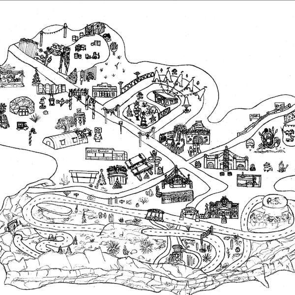 Disneyland Map Coloring Page - Etsy