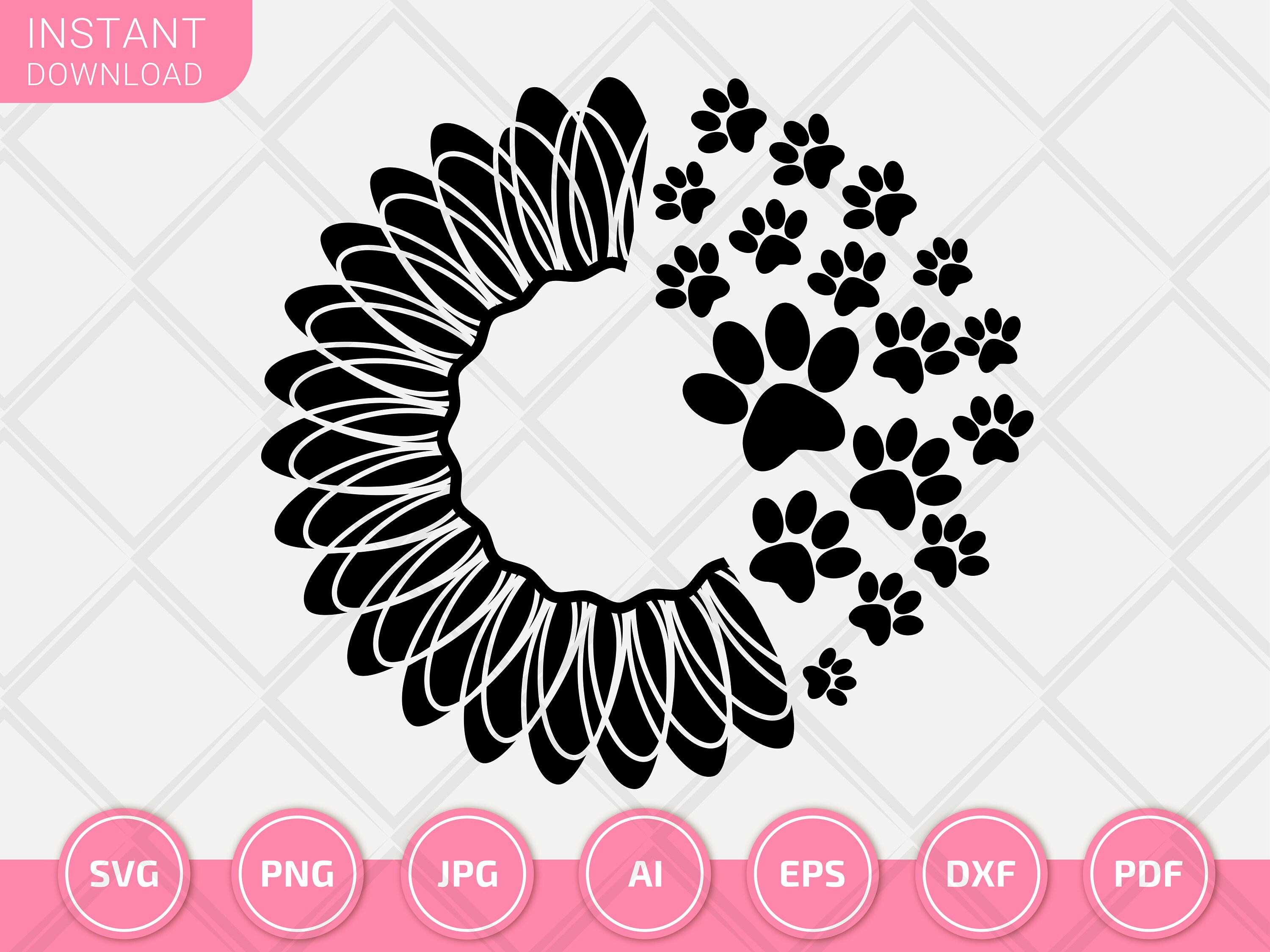 Sunflower Dogs Svg Sunflower Paw Print Svg Paw Print Svg Etsy