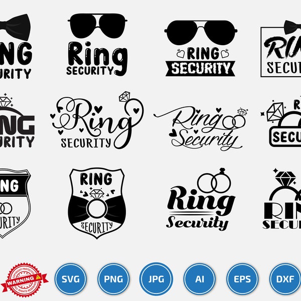 ring security svg png Bundle , Ring Security Badge svg, Wedding Ring png, Sunglasses svg, Marriage svg, Wedding Party svg, ring bearer svg