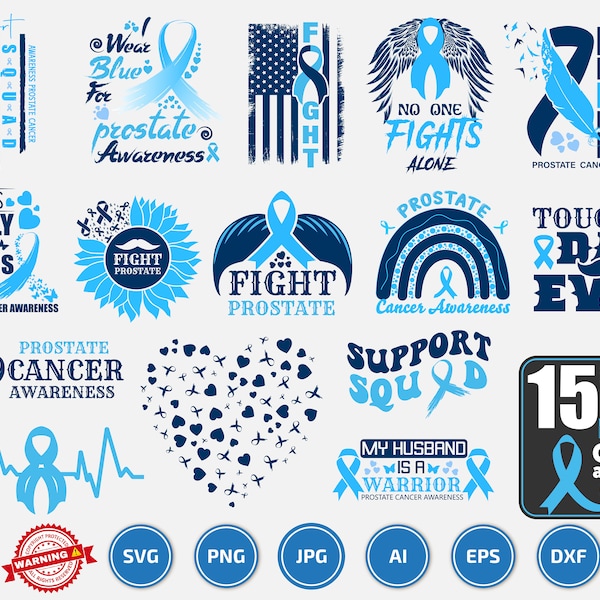 prostate cancer awareness svg png Bundle, Prostate Ribbon Svg, Light Blue Ribbon Cricut Sublimation, Cancer Sunflower Svg, Light Blue SVG