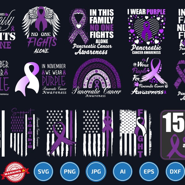 In November We Wear Purple svg png Bundle, Purple Ribbon Svg, Pancreatic Cancer Awareness T-Shirt svg, Pancreas Cancer Cut Files, Fight svg