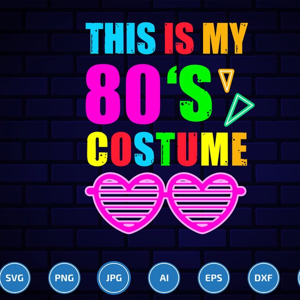 Dies ist Mein 80er Jahre Kostüm Bundle svg, Geburtstag svg, Vintage Retro svg, Party Kostüm Geschenk svg, Halloween svg, Groovy Peace svg, Retro svg