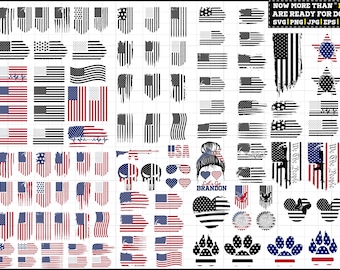 svg bundle | American flag svg | police svg | red line flag svg bundle | grunge flag svg | patriotic svg - Printable, Cricut & Silhouette