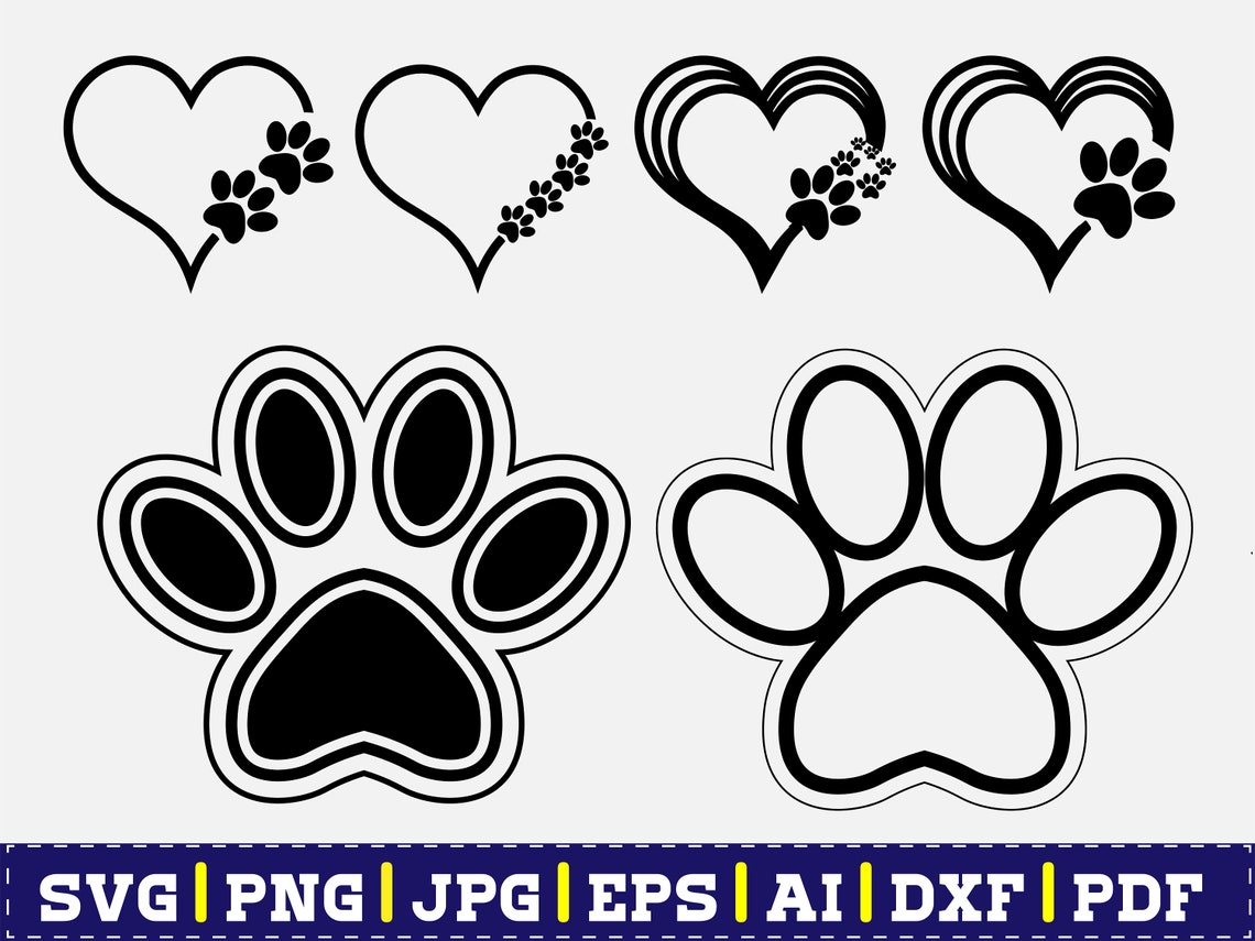 Dog Paw Heart SVG Paw Print SVG Heart of Paws SVG Paw | Etsy