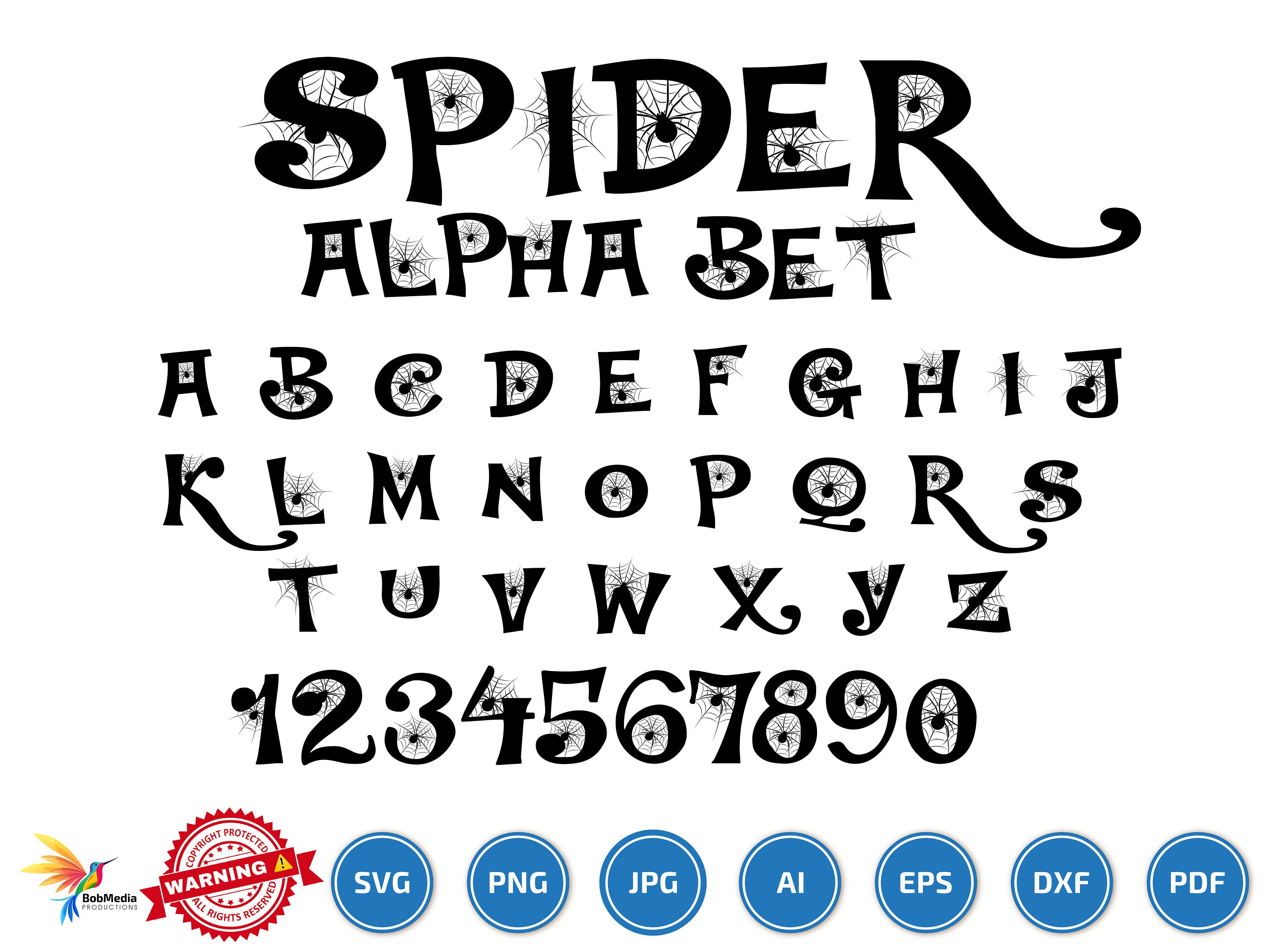 Spider Alphabet Svg Spider Font Svg Spider Svg Spider Web Etsy India