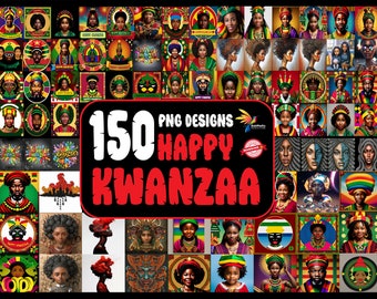Kwanzaa Huge Bundle African digital paper, Kwanzaa Clipart PNG, black history, Afro Blessing, Kwanzaa candles for crafts, sublimate designs