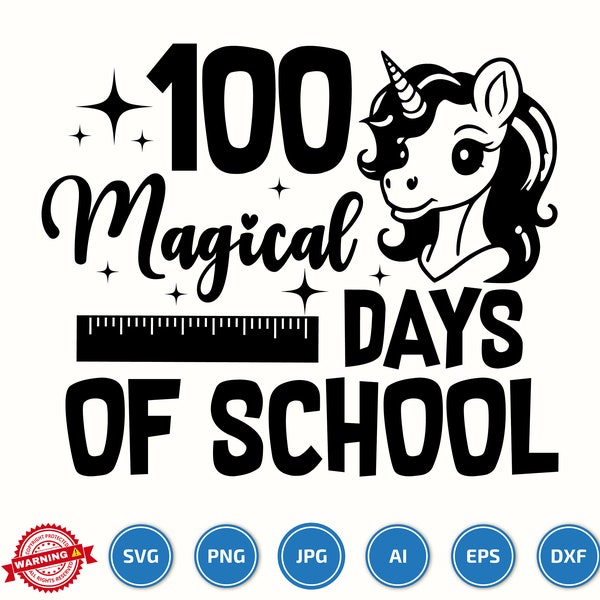 100 Magical Days Of School SVG, 100th Day Of School, 100 Days png, Pencil Svg, Teacher svg, School svg, School Shirt, Cut files for cricut