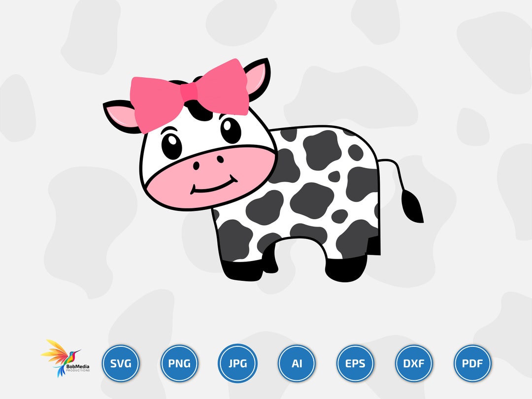 Cute Cow Svg, Baby Cow Svg, Cow Svg, Cow Clipart, Cow Cartoon, Cow Icon