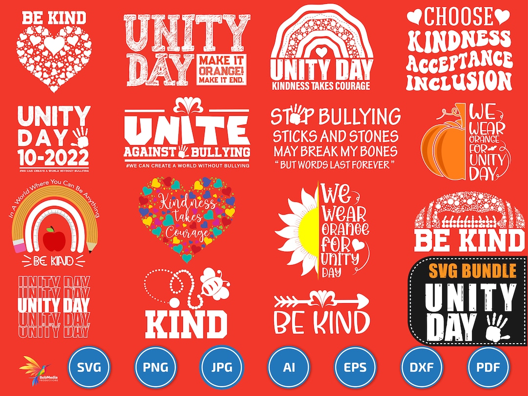Unity Day Svg Png Orange Heart Svg Be Kind Svg Anti Etsy