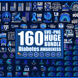 160 Diabetes Awareness Huge Bundle svg png, diabetes svg, blue ribbon shirt, diabetes rainbow shirt, diabetic gift, t1d awareness, fight svg