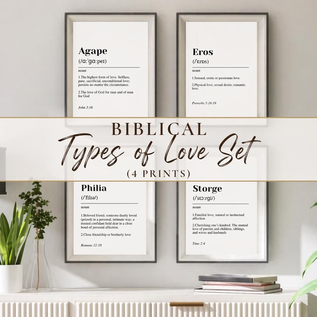 Biblical Love Art Set | Christian Wall Decor | Types of Love Print
