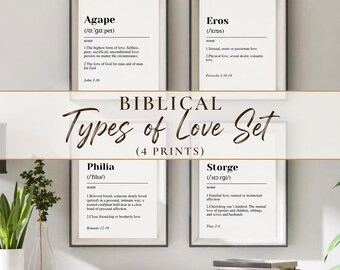 Biblical Love Art Set | Christian Wall Decor | Types of Love Print