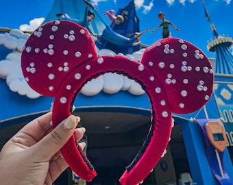 Red Padded Pearl Ears
