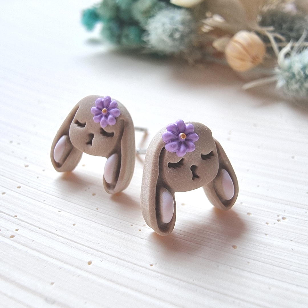 Rabbit Earring Cute Bunny Stud Earring Floppy Ear Rabbit Animal Earring Accessories ...