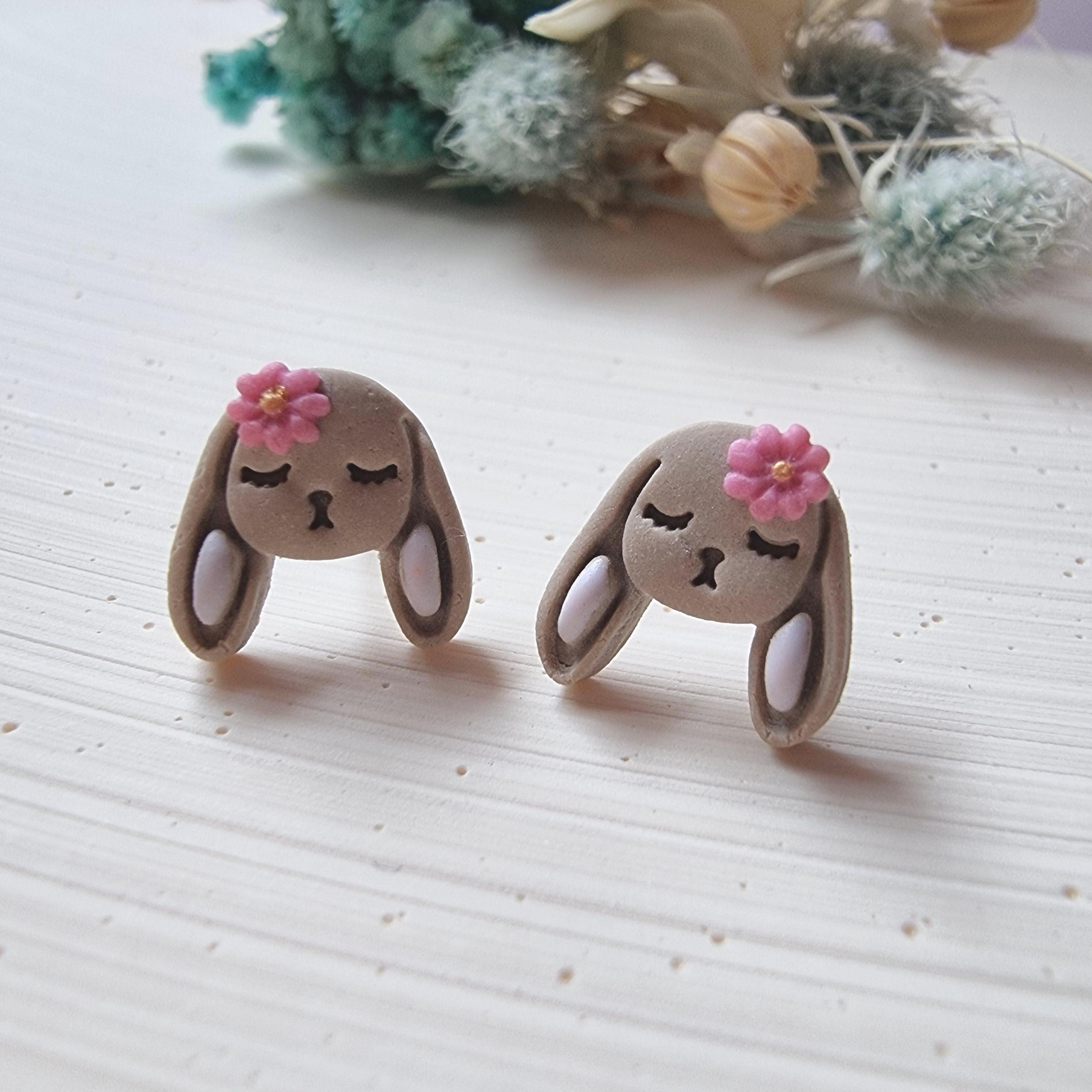 Rabbit Earring Cute Bunny Stud Earring Floppy Ear Rabbit Animal Earring Accessories ...
