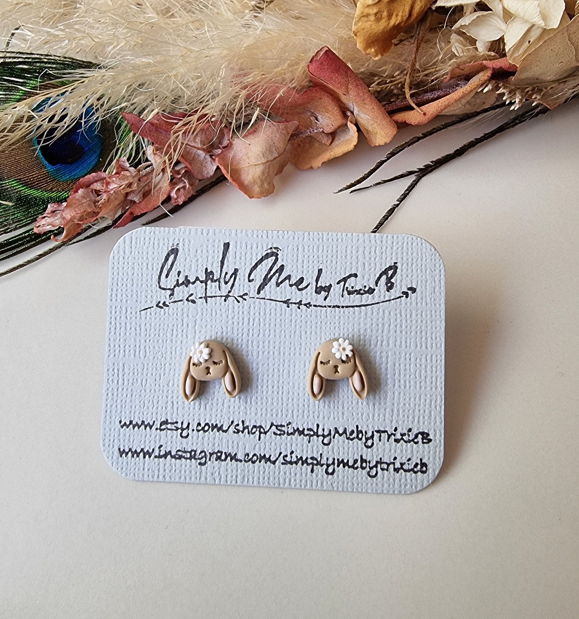 Rabbit Earring Bunny Stud Floppy Eared Rabbit Stud Earring Easter Cute Rabbit Earring ...