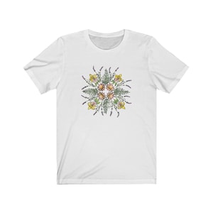 Flowers I Mandala - Fern, Lavender, Lotus and Orchid -  One Of My Things - Unisex Jersey Short Sleeve Tee
