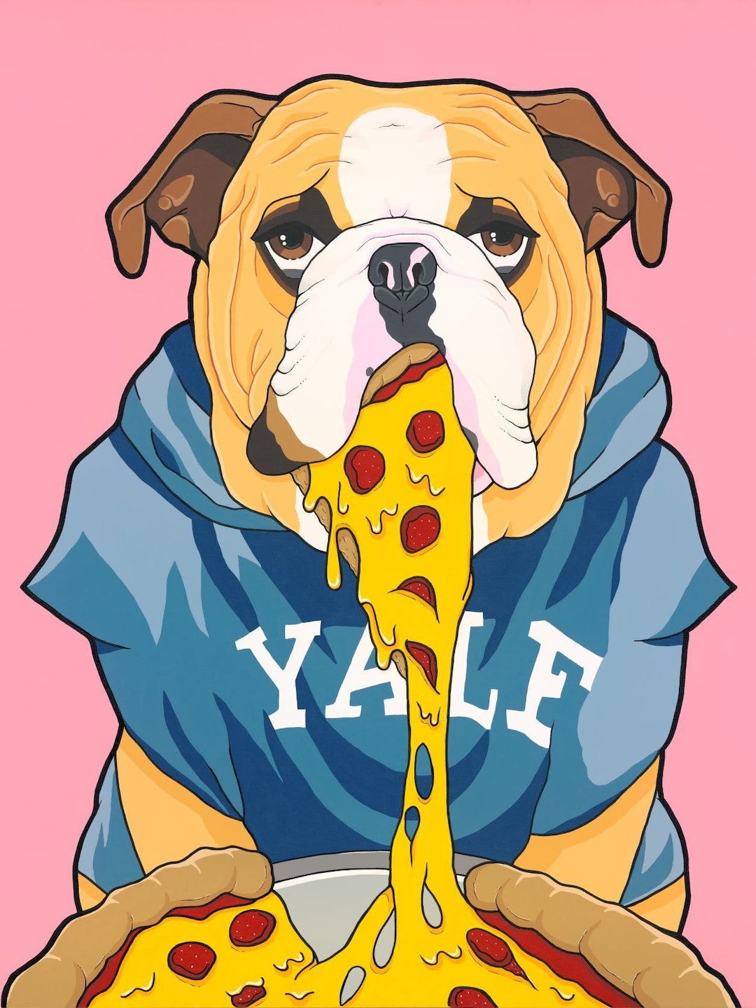 Yale Bulldog Handsome Dan Eating Pizza Etsy