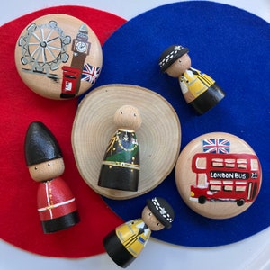 London collection - King Charles and kings guard/coronation peg doll/celebrate/police/London attraction/London bus/Big Ben