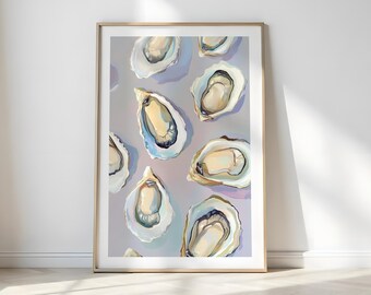 Pastell Austern Muschel Aquarell Kunst Druck: Abstrakt Strand Dekor Digital Download