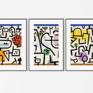 Paul Klee Abstract Art Print Set of 3: Bauhaus Gallery Wall Digital Download
