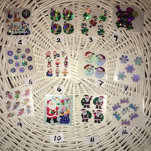 Adesivo natalizio SandyLion vintage prismatico glitterato anni '80 '90 Scegli tu