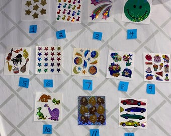Vintage SandyLion Glitter Stickers: 80s-90s Prismatic Stickers