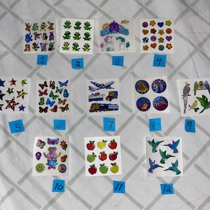 SandyLion prismatic glitter stickers vintage 80s 90s animals vehicles rainbow stars birds sticker album prism food butterfly turtle jungle