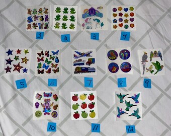 SandyLion prismatic glitter stickers vintage 80s 90s animals vehicles rainbow stars birds sticker album prism food butterfly turtle jungle