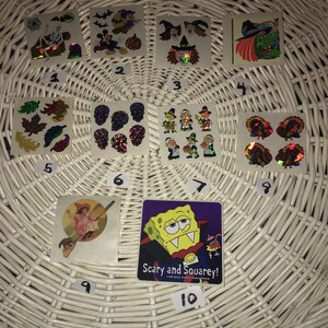 SandyLion Halloween/ thanksgiving stickers vintage 80s 90s prismatic glittery retro You Choose