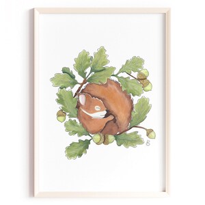 Illustrazione di scoiattolo, poster e biglietto, cancelleria, idea regalo, decorazione da parete per la cameretta dei bambini, formato A4