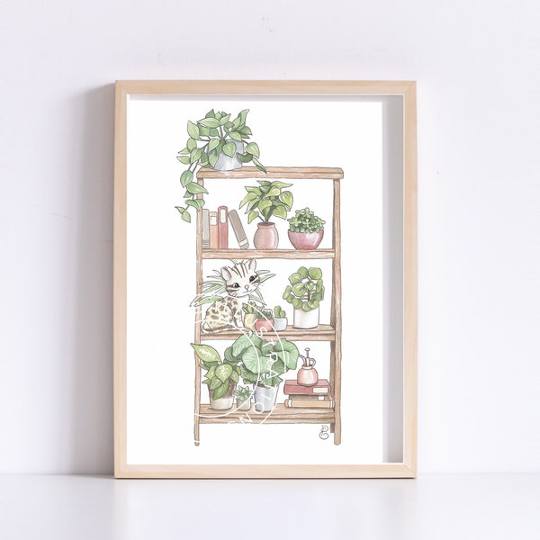 Illustration Jardin d'intérieur, Affiche & carte, Papeterie, Idée cadeau, Déco murale pour chambre d'enfant, Formats A6, A5, A4