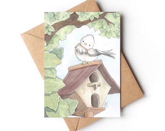 Little Bird postcard, Birthday card, Birth card, Baptism card, Stationery, Gift idea