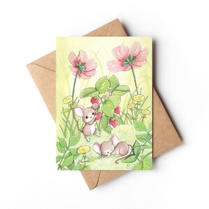 Carte postale Cueillette des Petites Souris, Carte d'anniversaire, Carte de naissance, Carte de baptême, Papeterie, Idée cadeau
