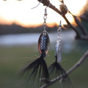 Roostertail Earrings Lure Earrings fishing themed handmade custom earrings fish rustic gift