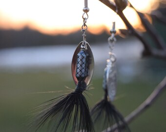 Roostertail Lure Earrings: Handmade Fishing Gift