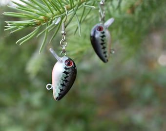Handmade Fishing Lure Earrings: Small Crankbait Earrings