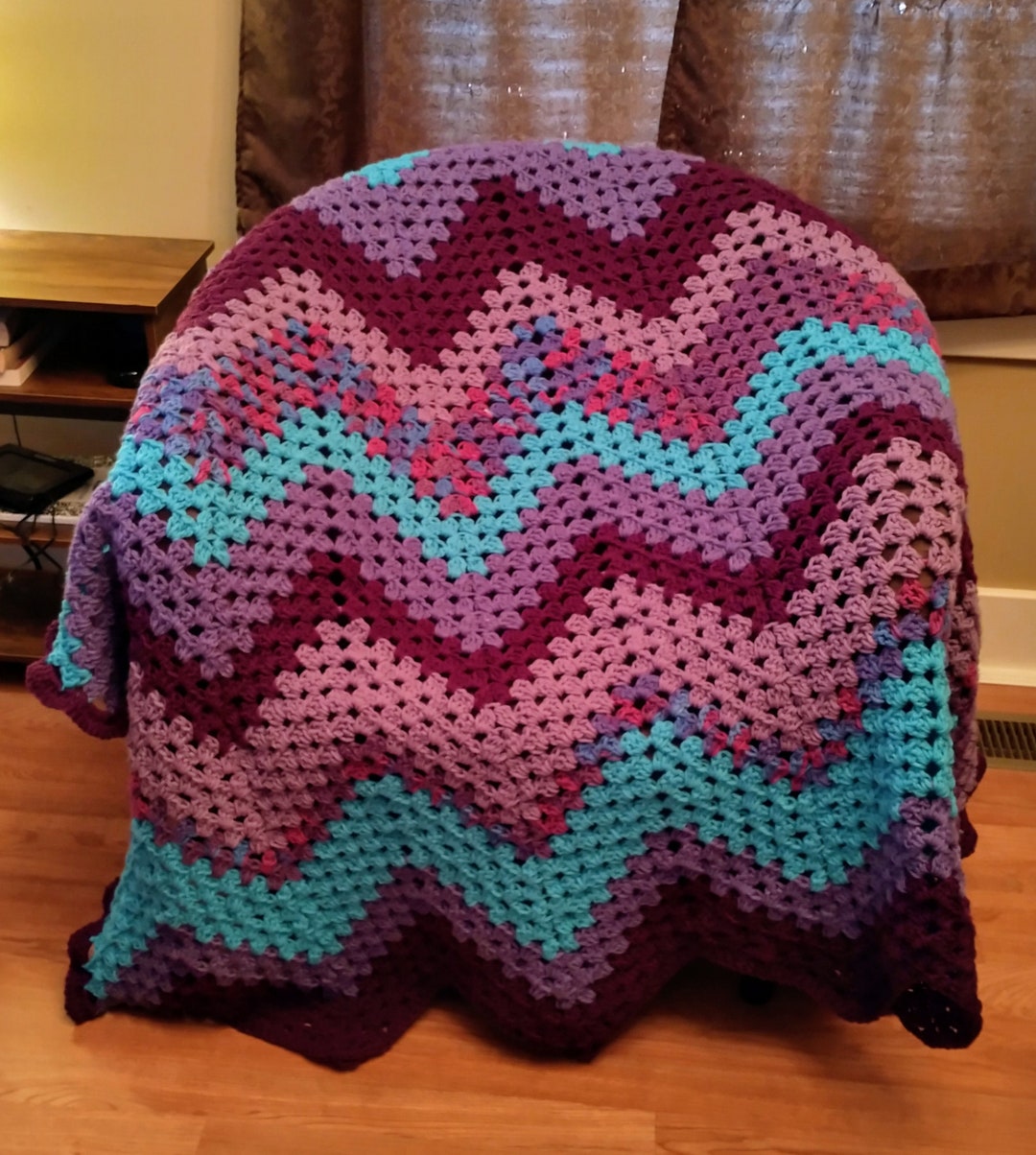 Crochet Chevron Granny Square Throw - Etsy